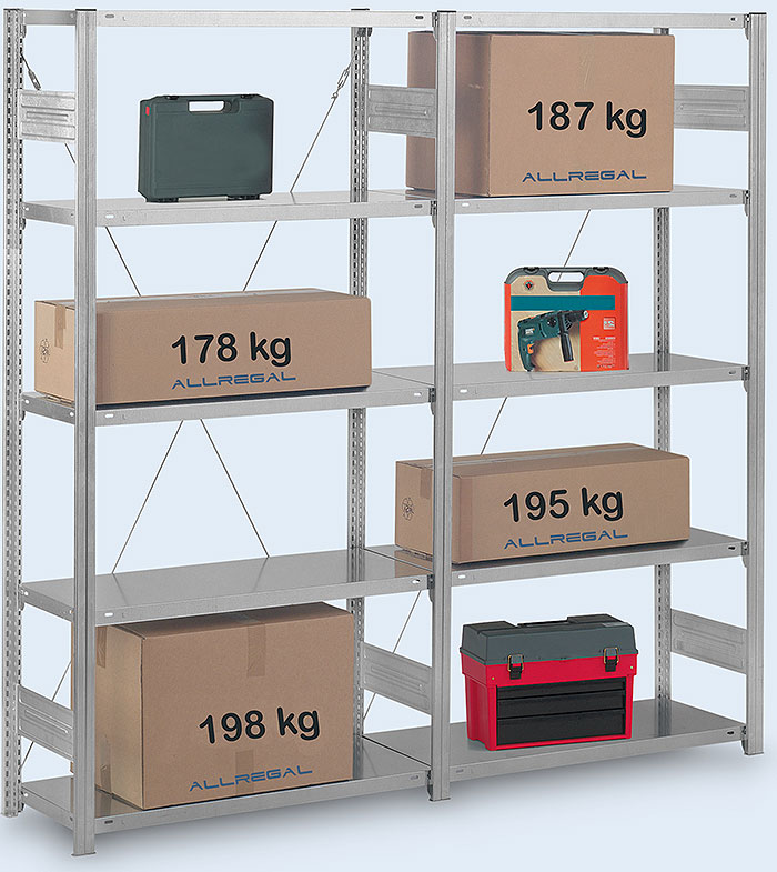 Fachbodenregal Lagerregal mit 200 kg Tragkraft verzinkt